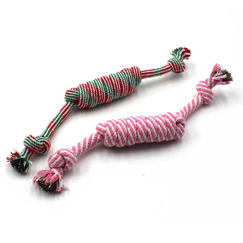 Juguete de cuerda de algodón para mascotas nudo de caramelo nudo de ratón tejido nudo gato perro diente limpieza molar juguete para entrenamiento de perros