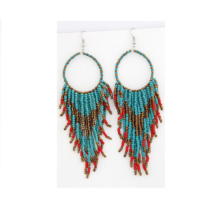 1 Pair Quantity Ethnic Style Tassel Bead Women's Drop Earrings