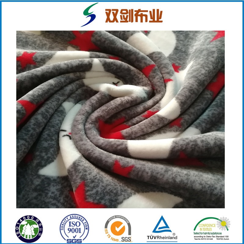 双面氨纶超柔印花双面银狐绒四面弹服装玩具沙发家纺面料