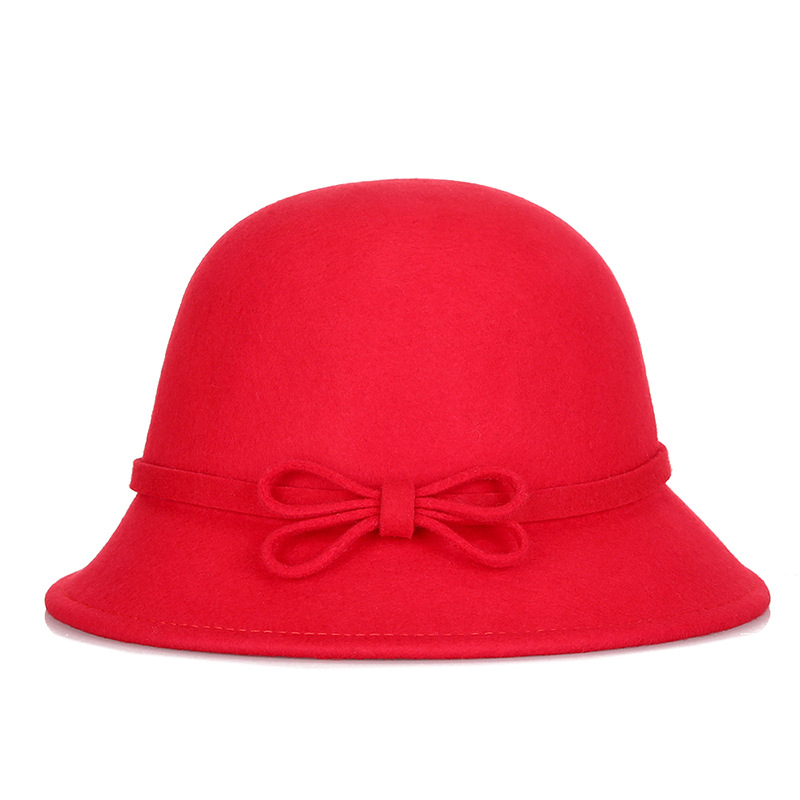 Sombrero de otoño e invierno sombrero de fieltro para mujer 2020 nuevo australiano de lana pura arco de lana sombrero de lavabo de una pieza de entrega