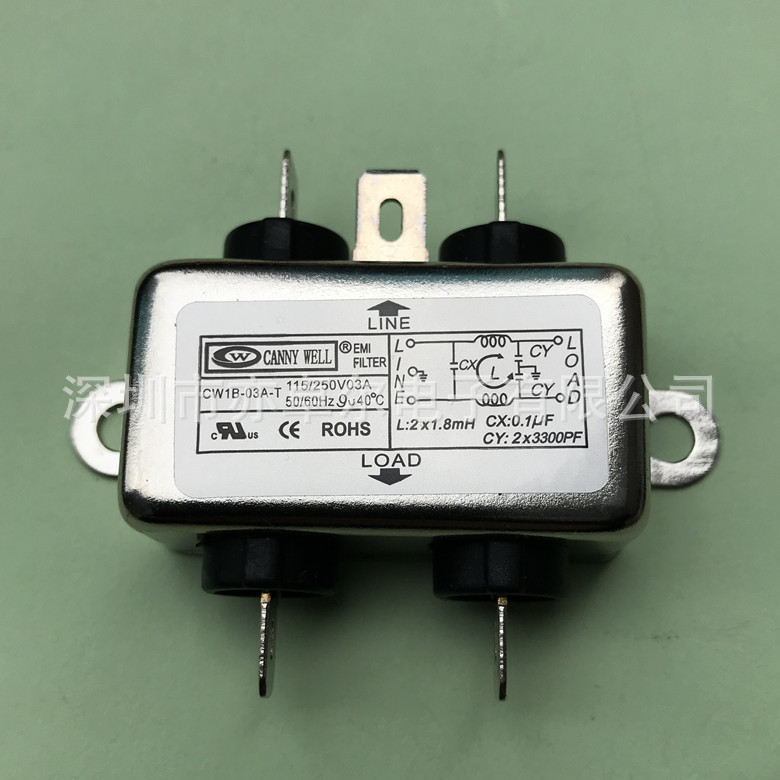 台湾 进口 CANNY WELL单极IEC电滤波器 CW1B-03A-T电源净化器