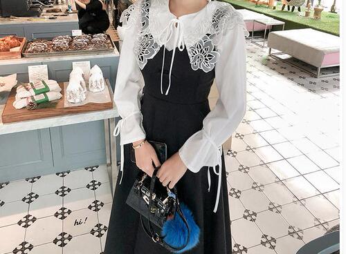 Korean version of spring, autumn and winter, spring and summer, Korean version of princess style double-layer embroidered doll collar, fake collar, exaggerated collar