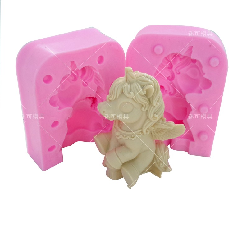 Unicornio forma fondant cake herramienta para hornear 3D 3D DIY jabón hecho a mano molde de silicona herramienta para hornear