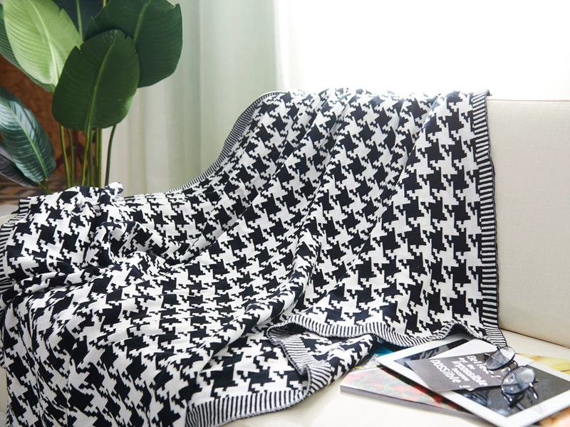 Chăn sofa phong cách Bắc Âu in chăn bông hình học mùa xuân và mùa thu chăn bông chăn chăn giải trí houndstooth 3 màu - Ném / Chăn