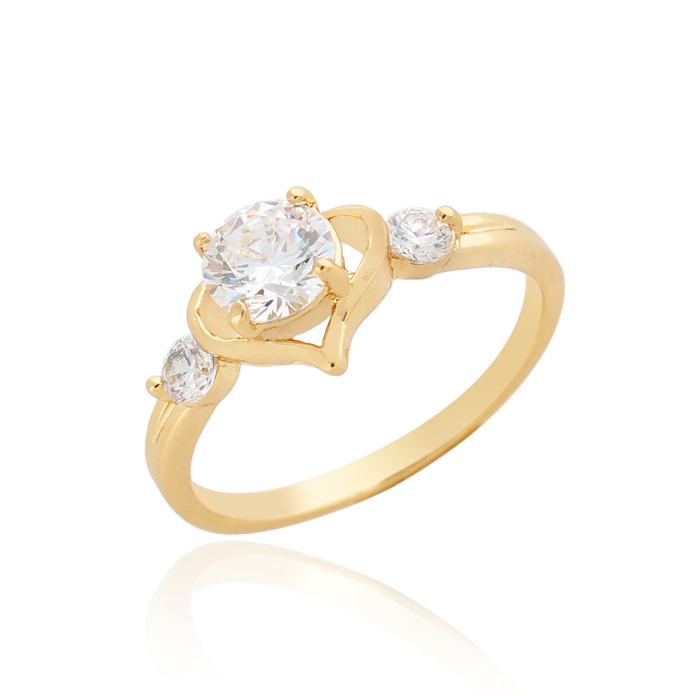 Brand copper commemorative wedding ring heart shaped with zircon