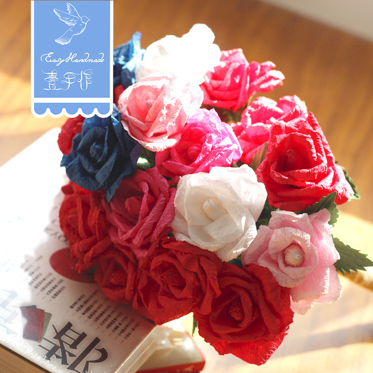 One hand[Rose flower rose] diy decorate Paper rattan Material package