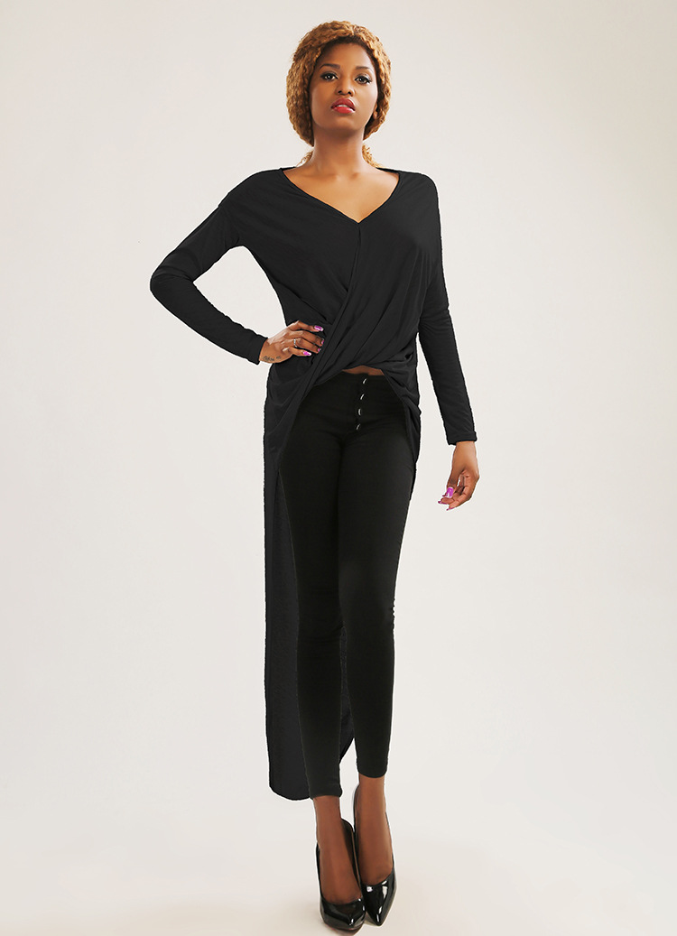 Sexy Bandage Dress Long Sleeve Asymmetrical Hem Fashionable Cross Design Autumn Collection Wholesale Available