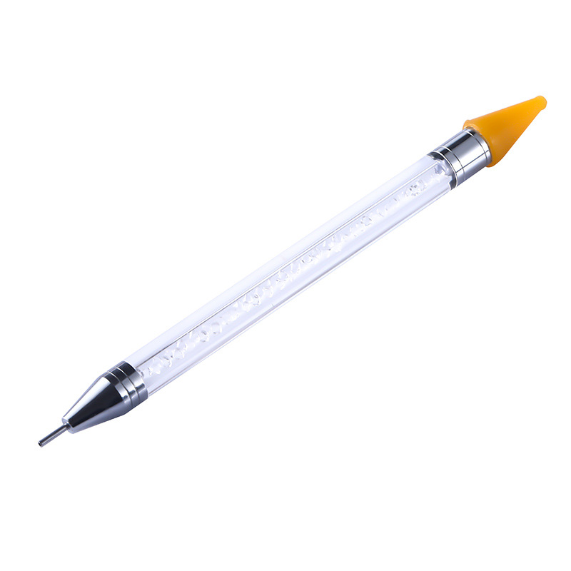 stylo de manucure simple  double tte en acier inoxydable  cire blanche de couleur uniepicture2