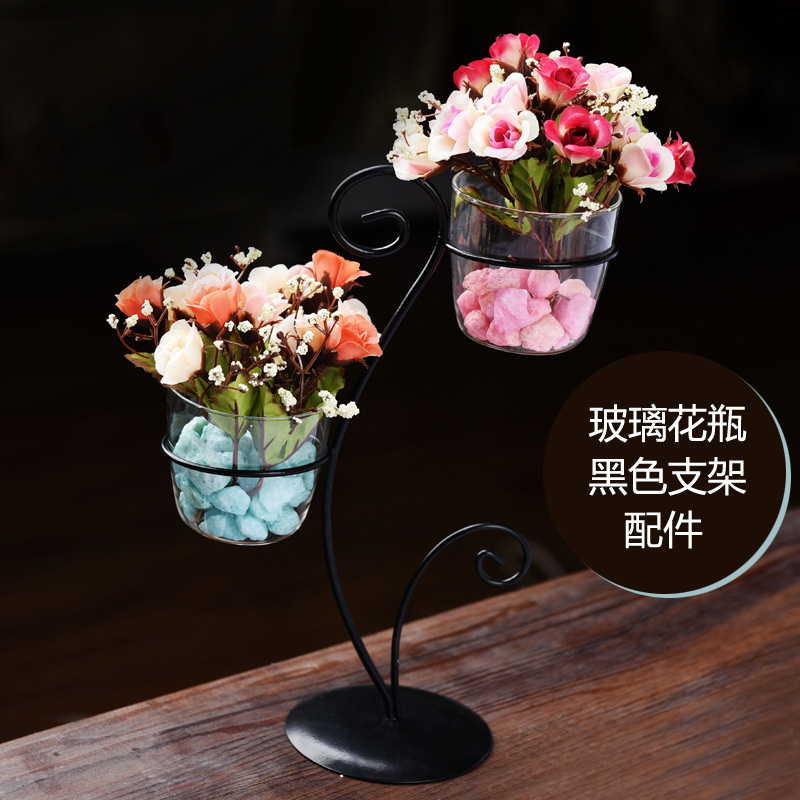 Creativo de estilo europeo doble colgante cristal florero hidropónico flor Ware moda accesorios para el hogar artesanía ventas directas de la fábrica