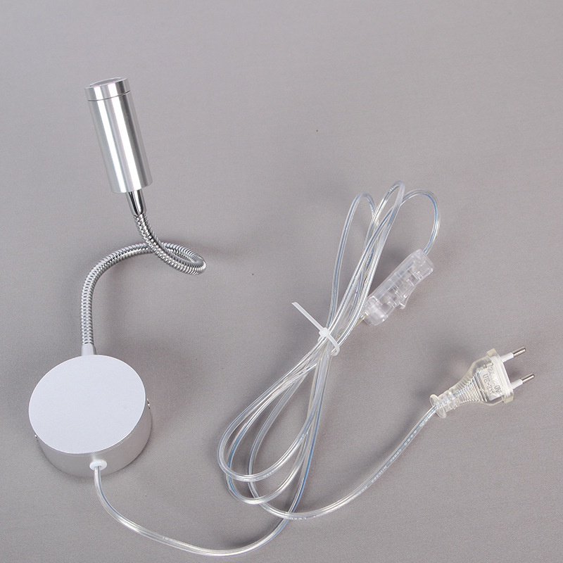 3W LED lámpara de pared con interruptor enchufe alambre hogar dormitorio Hotel habitación lámpara de noche aprendizaje lectura lámpara de aluminio
