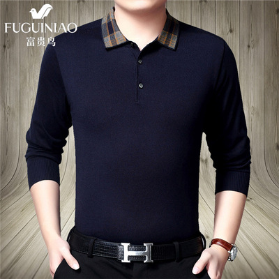 FGN/ Fuguiniao Middle and old age man Long sleeve Sweater Dad installed sweater Lapel T-shirt jacket