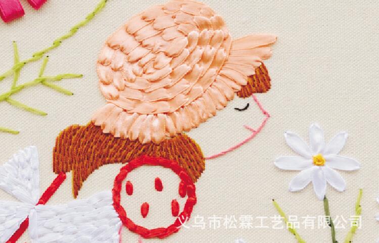 Oujin fábrica cinta bordado artesanal DIY niño estudiante hecho a mano flor temporada chica bordado DIY Cruz puntada