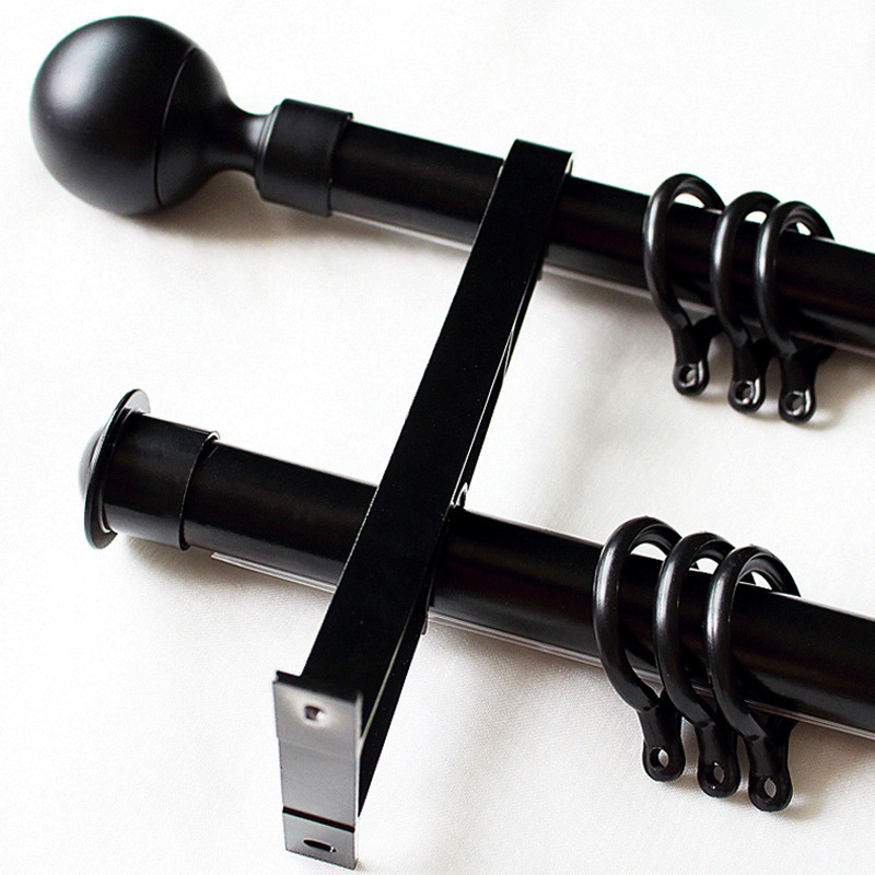 北歐歐美黑白 簡約窗簾杆單杆打孔鋁合金羅馬杆打孔支架配件雙杆