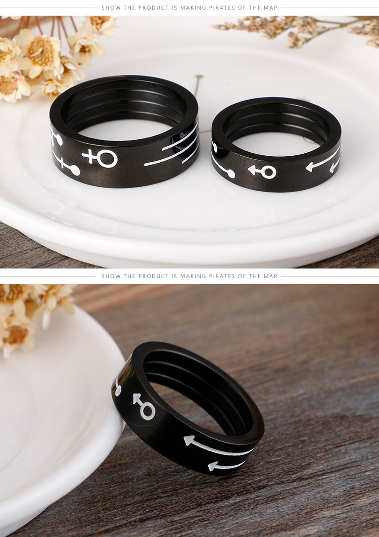 14g Weight Festival Occasion Titanium Steel Material Geometric Pattern Couple Gender Plating Design Korean Version Of New Stainless Steel Jewelry Fashion Personality Black Couple Ring Wholesale 5