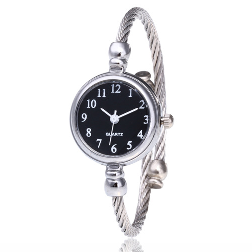 Chic-style decorative watch for women, student-friendly silver bracelet-style, open design, fresh and versatile Korean version, minimalist and retro watch.