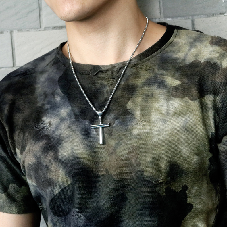 Fashion  Men's Stainless Steel Cross Necklace display picture 5