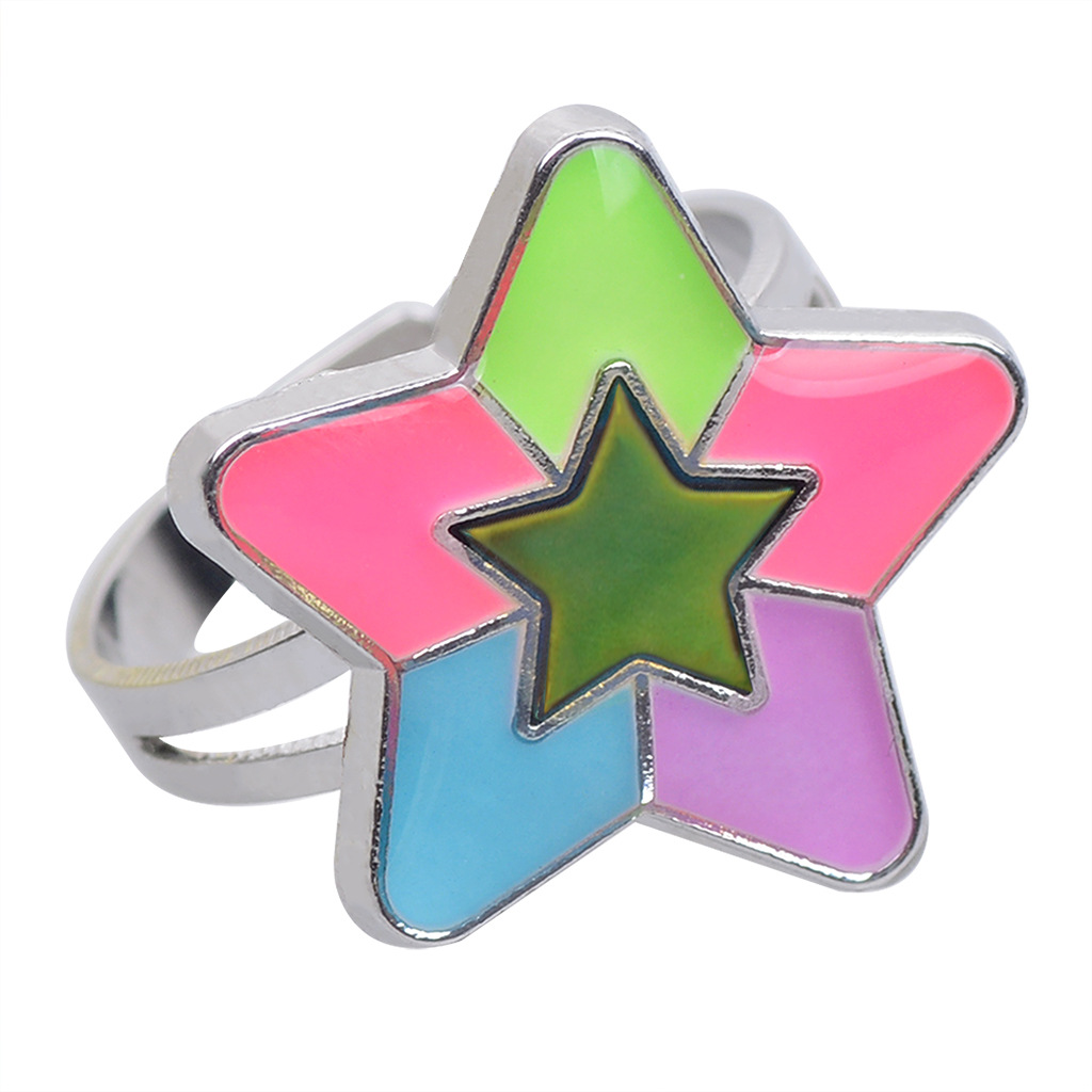 50g Weight Artificial Gemstones Inlay Material Birthday Occasion Alloy Material Heart Pattern Women'S Gender Plating Design Fashion Style Simple Peach Heart Love Butterfly Moon Color Changing Ring 13