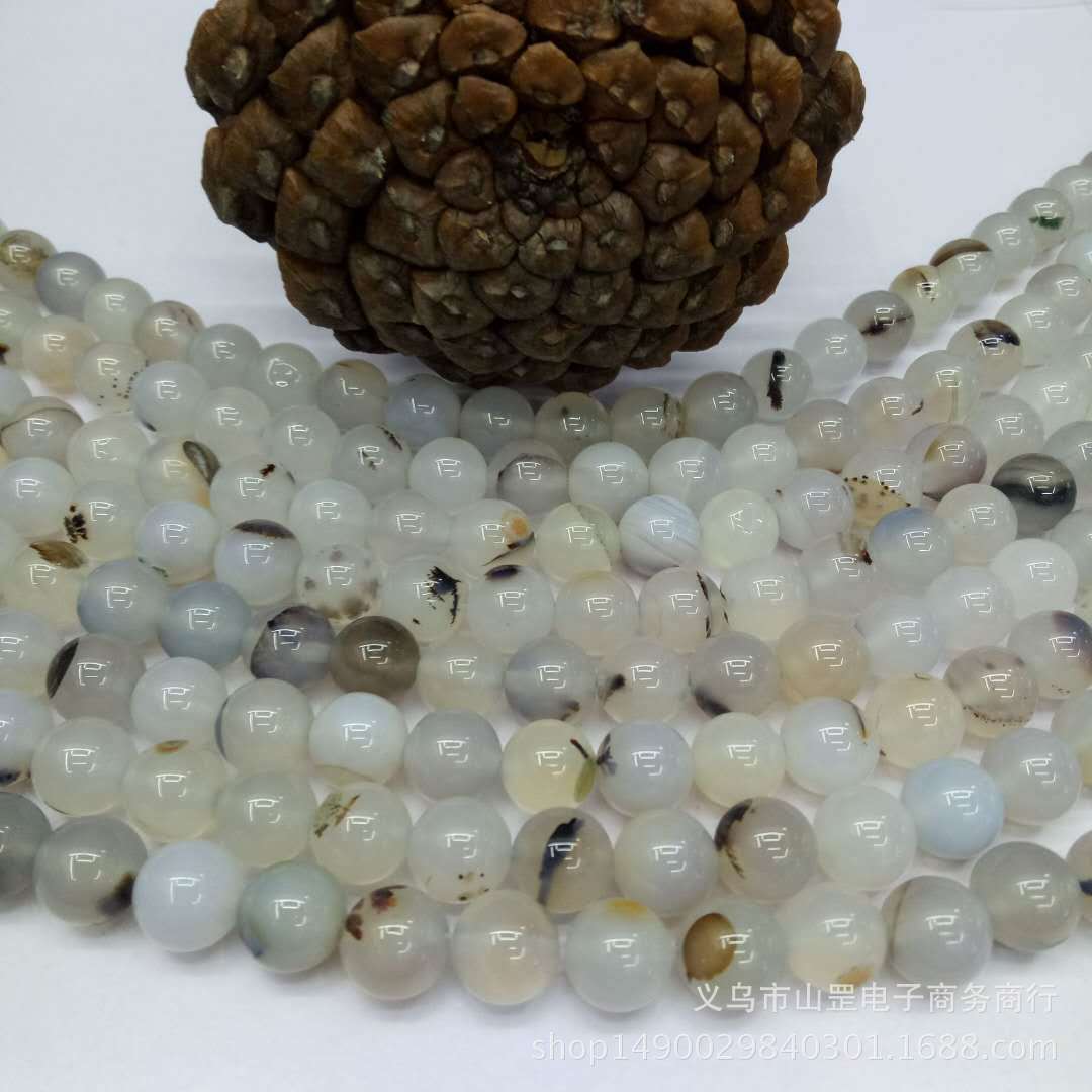 DIY Madagascar Marine chalcedony and agate loose beads, wholesale of semi-finished natural black flower chalcedony and agate beads detail image 1