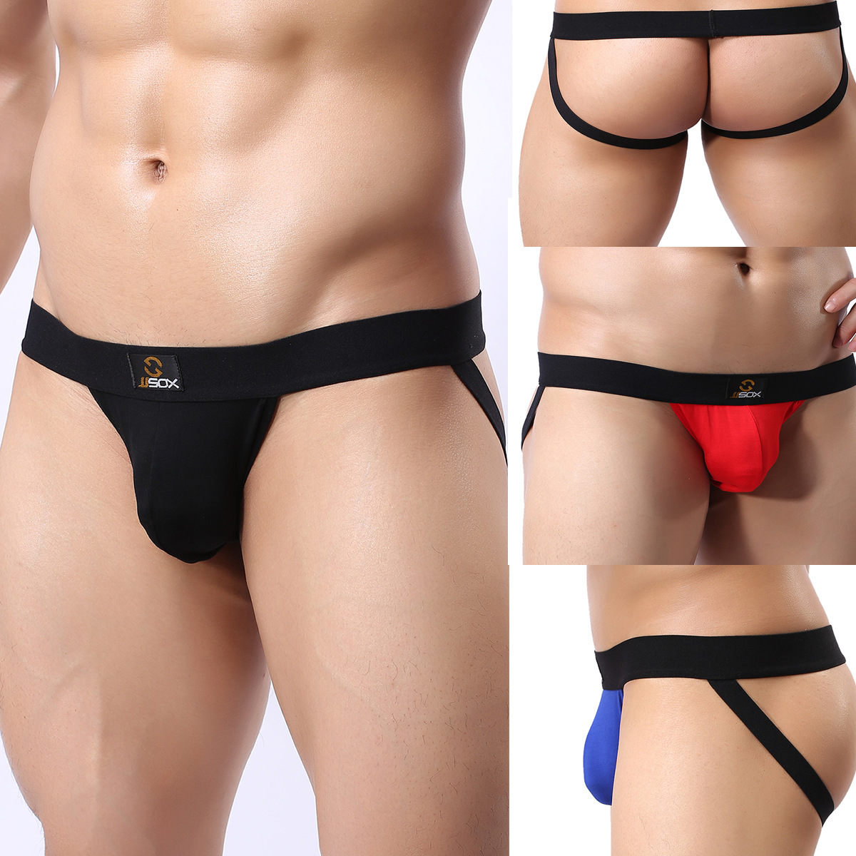 Slim Sexy Thong T-pants Men's Butt Lift Double Thong Naked Butt Pants Modal Swimming Trunks Sports Underwear Nk37