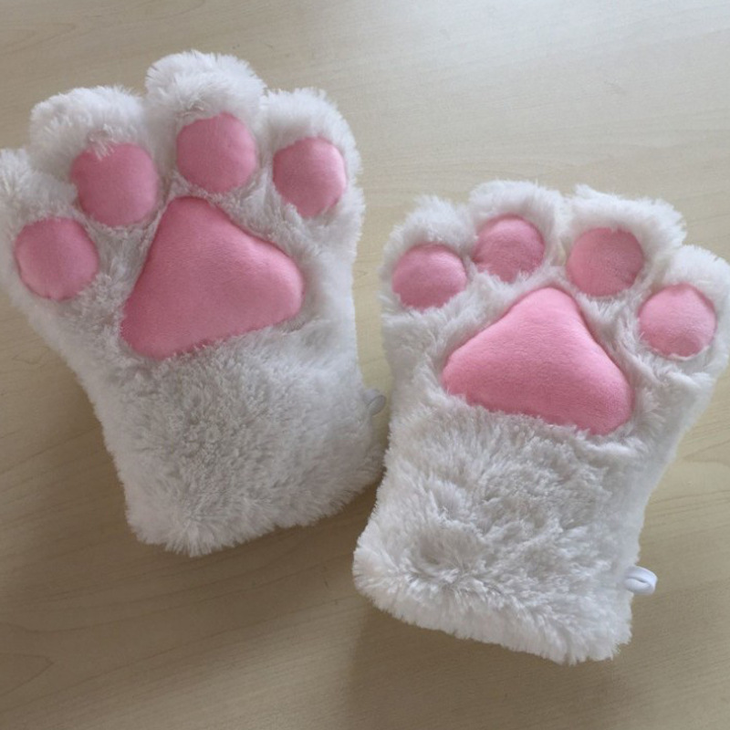 Guantes de garra de oso garra de gato guantes de cosplay cálido otoño e invierno medio dedo abierto dedo gato oso pata de una sola pieza entrega lindo