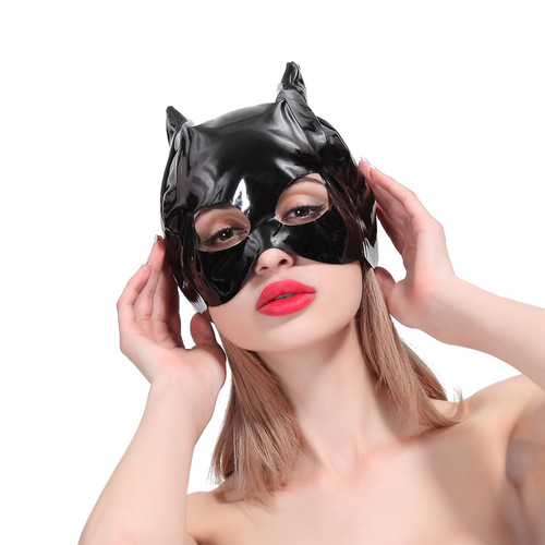 Factory store sex toys alternative toys patent leather PU headgear bright leather eye mask face mask performance props female toys