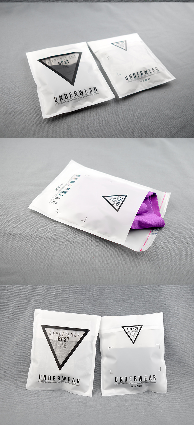 Ready stock universal underwear packaging bag matte
