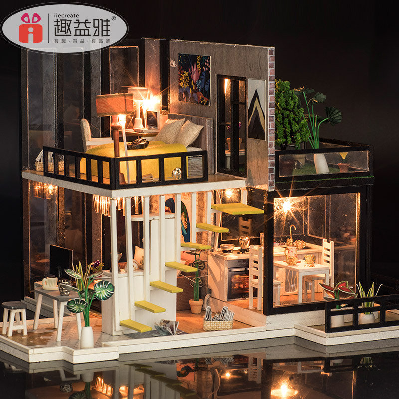 趣益雅一件代发diy小屋九月森林手工创意别墅建筑模型拼装玩具-英