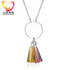 Pendant with tassels, necklace, crystal, short chain for key bag , jewelry, Korean style, internet celebrity