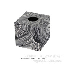 黑色正方形沙紋紋理鋼琴烤漆木質紙巾盒歐式創意客廳卧室酒店擺件
