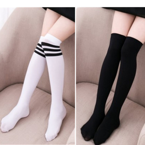 Sixty-one thin children's velvet mid-calf socks for boys and girls over-the-knee socks three-stripes student white dance socks