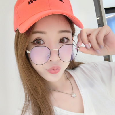 防藍光網紅款手機電防輻射眼鏡女平光鏡圓框男無度數護眼近視鏡架