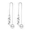 Silver long fresh earrings with tassels, Korean style