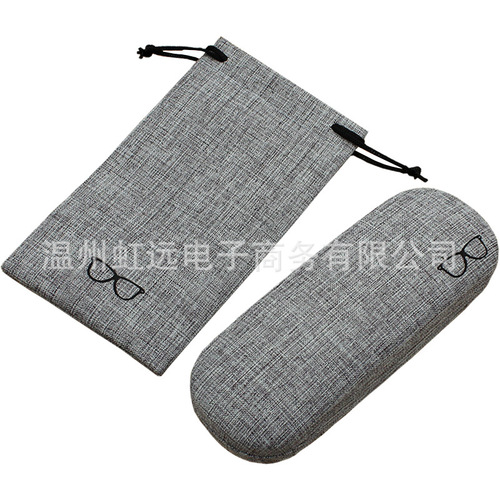 Wholesale linen glasses box, iron box wrapped in cotton and linen, small fresh and simple myopia glasses box, flip cover, retro linen surface
