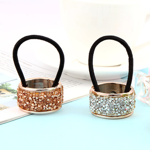 Factory Direct Simple Rhinestone Horsetail Buckle Spring Clip Hair Ring European and American Hair Accessories Headwear