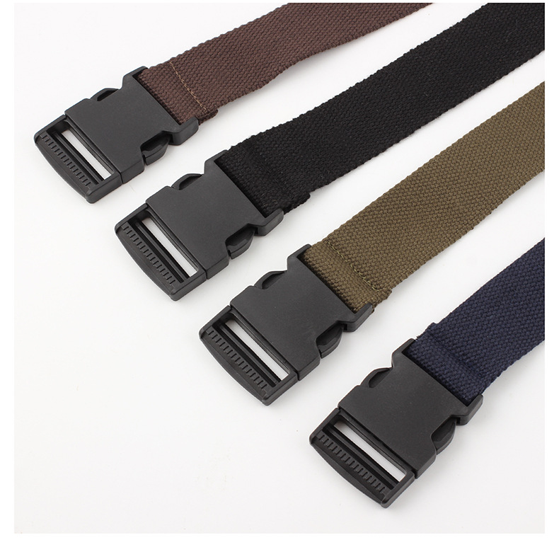 New Canvas Belt Automatic Smooth Buckle Trousers Nylon Casual Long Belt display picture 9