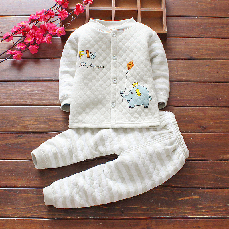 2019 children Underwear Autumn and winter three layers keep warm Cotton Door suit baby Cotton clip Warm clothing Home Furnishings