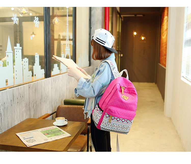 Fashion Ethnic Printed Canvas Multifunctional Three-piece Backpack Wholesale Nihaojewelry display picture 1