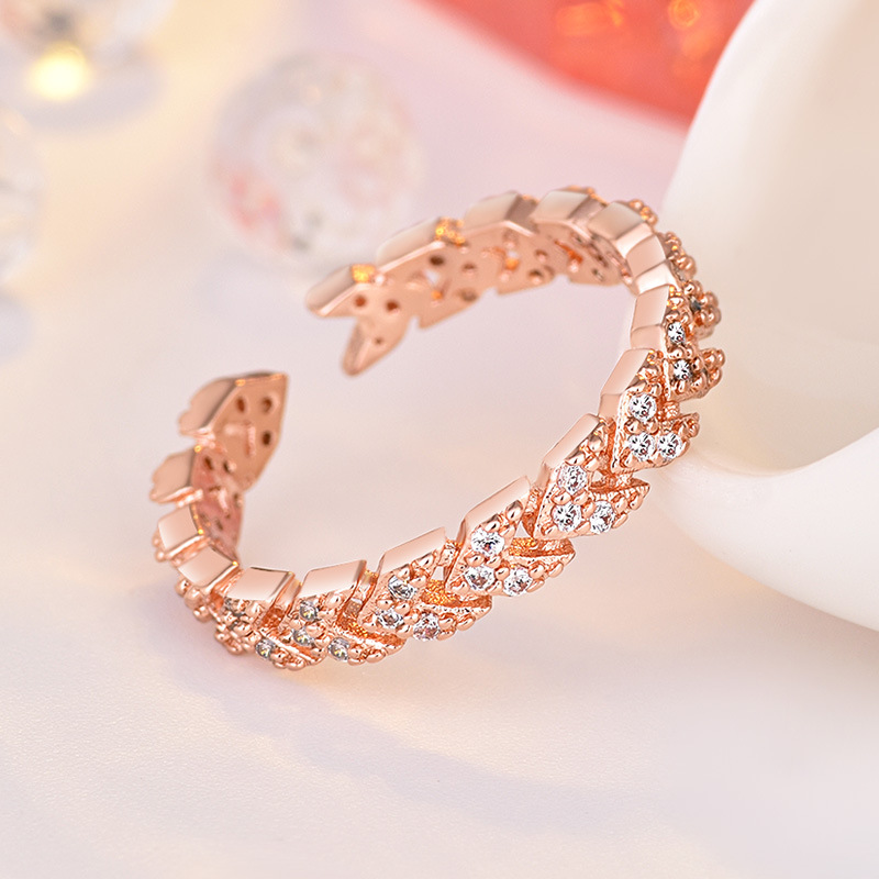 Fashion Simple Style Waves Copper Plating Metal Artificial Gemstones Open Ring