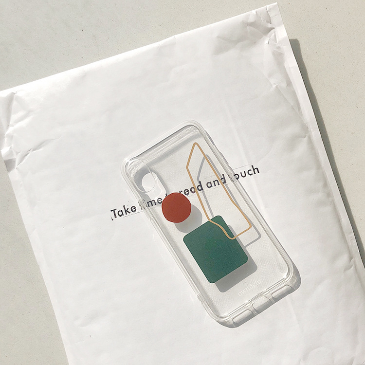 เคสโทรศัพท์ins风简约几何iphone11手机壳8苹果7plus全包Xs max透明女XR适用6  