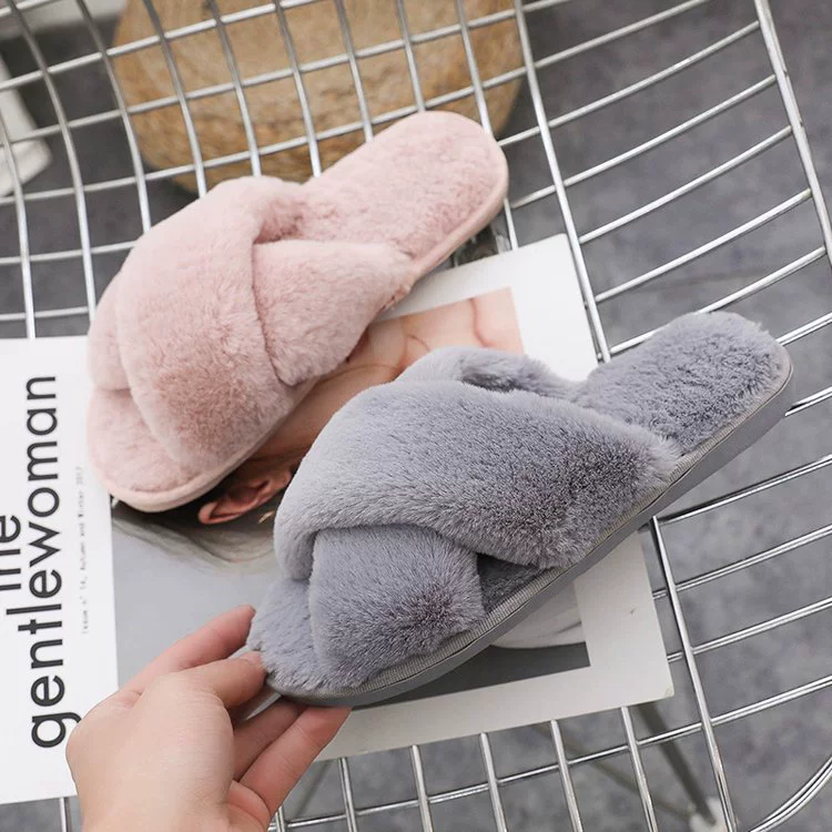 Осенне-зимние новые тапочки Cross Bang Mao, женские домашние хлопковые тапочки, плоские плюшевые тапочки, модные тапочки