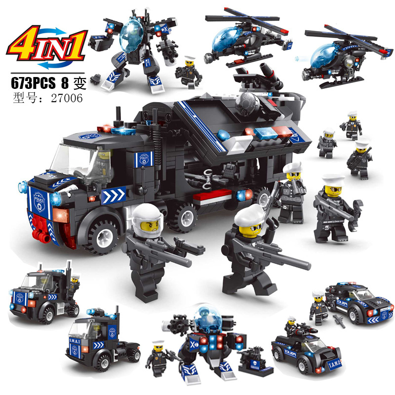 children Puzzle Assemble Model Toys compatible Lego Small particles Building blocks DIY Mosaic Panthers SWAT wholesale