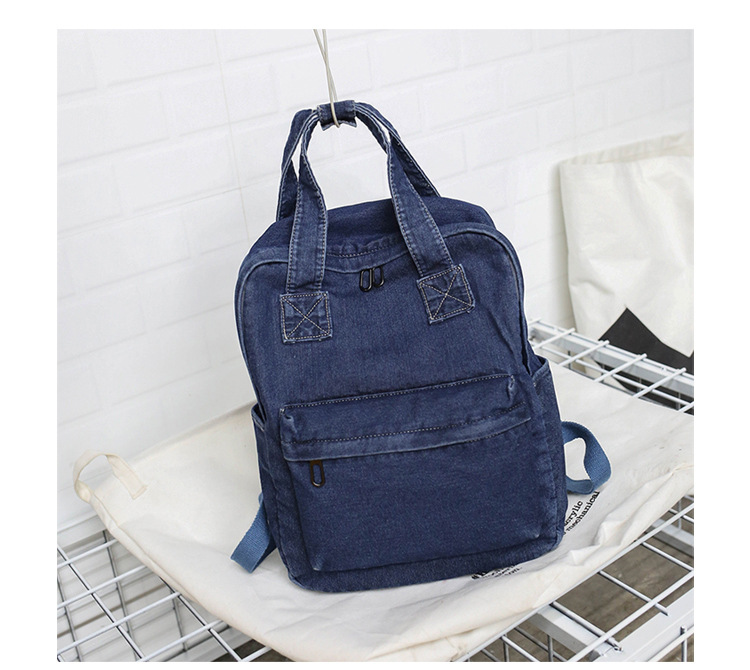 Korean backpack Korean style college style denim backpack simple student schoolbagpicture1