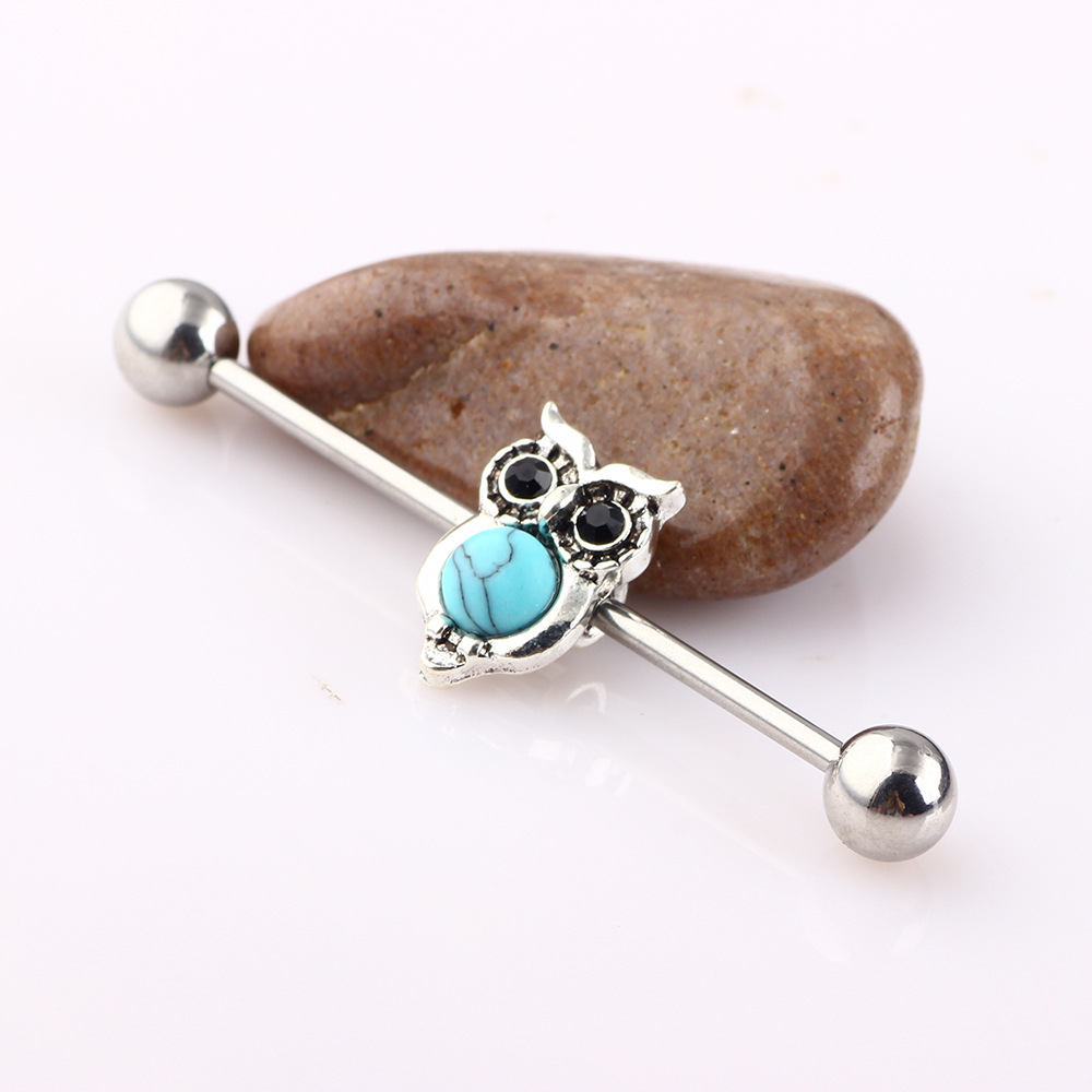 Owl Industrial Ear Studs Tongue Nail Piercing Expansion - Metal Animal Earring detail image 7