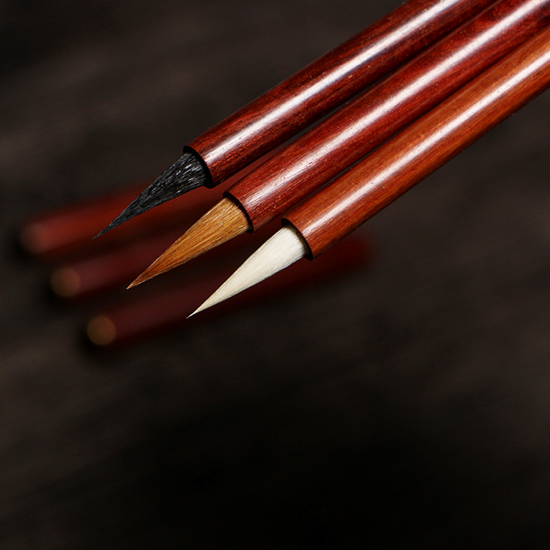 安徽宣笔 纯狼毫小楷抄心经书法笔羊毫毛笔书写绘画紫毫小楷毛笔|ru