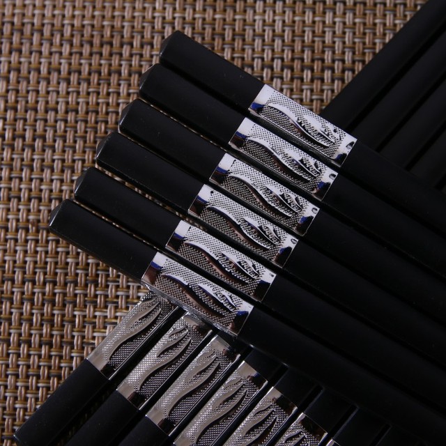 Jinfu đũa hợp kim nhà skid 10 đôi đũa nạp gia đình khách sạn trượt từ món quà phước lành cửa hàng lẩu chuyên dụng Đũa