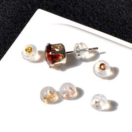 银色硅胶耳钉塞塑料G18k金透明包胶耳堵diy耳环饰品配件批发优惠