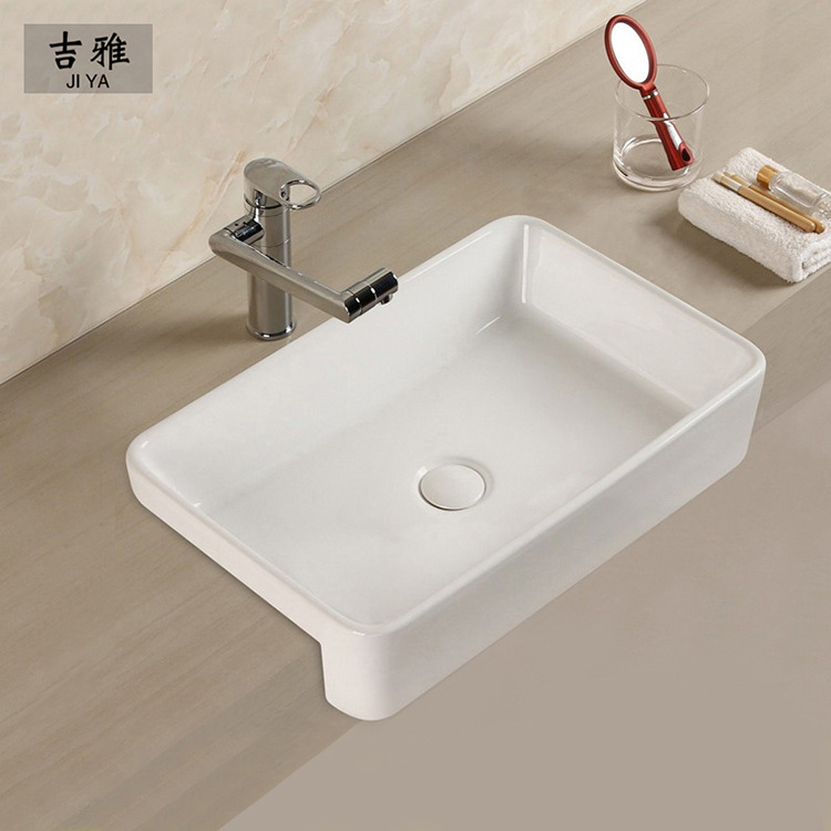 Venta al por mayor mesa de cerámica lavabo arte lavabo de cerámica baño rectangular lavabo Mesa arte Cuenca
