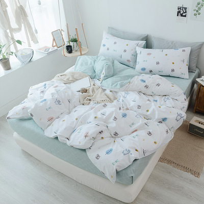 2018秋季新款全棉四件套 纯棉ins风小清新床上用品套件床笠4件套