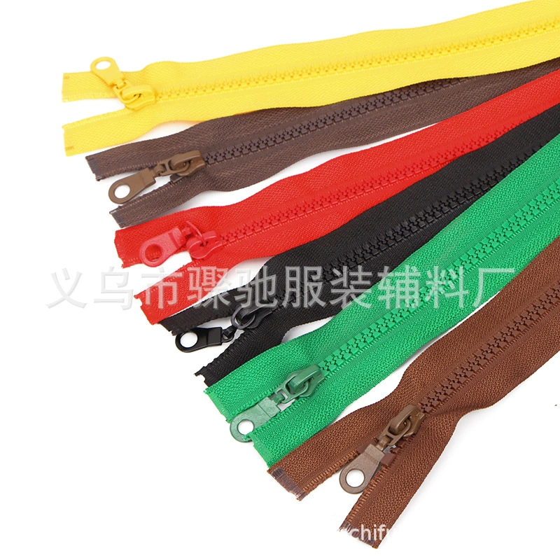 Spot wholesale No. 5 70CM color resin zipper work clothes top open tail down jacket resin zipper