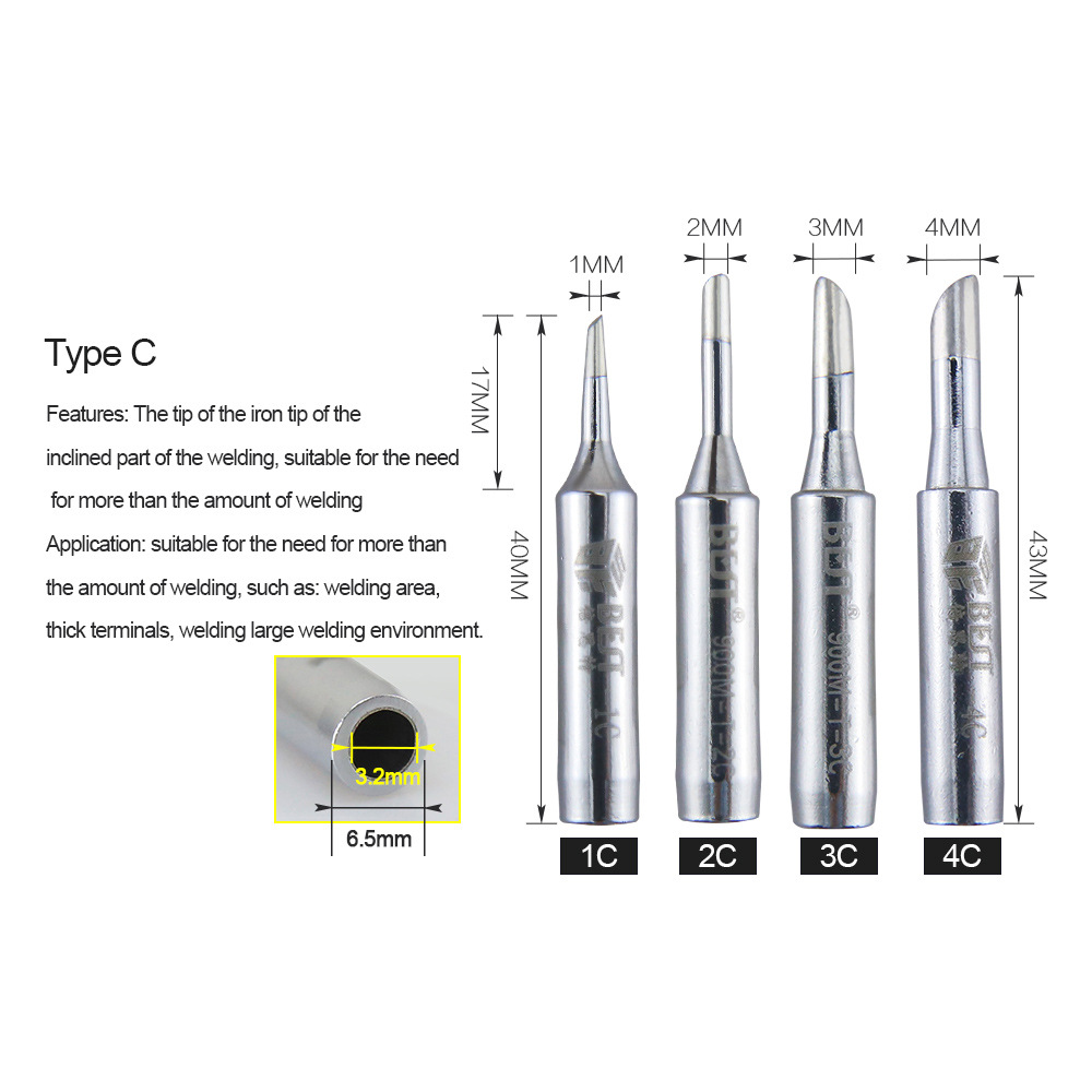 Bester Infrared 936 Tip Straight Bend Shoe Electric Welding Head Eco-friendly Long-lasting Welding Tool